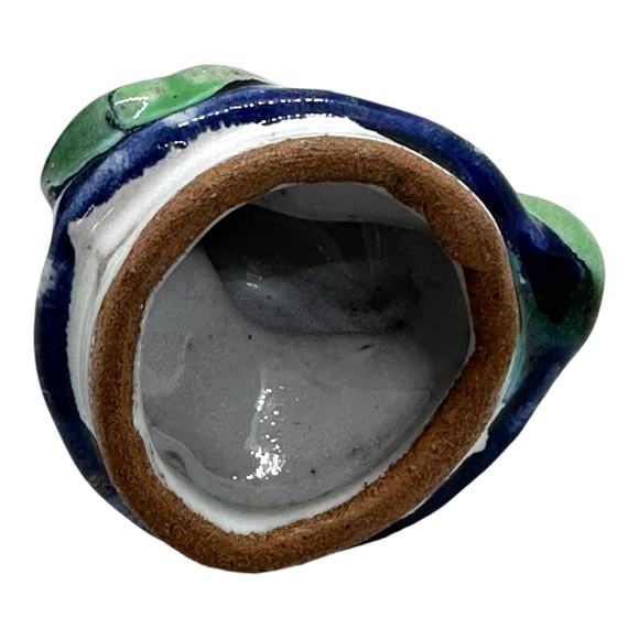 Mexican Folk Art Pottery Handmade & Handpainted Talavera Frog Trinket Box - Picture 11 of 12